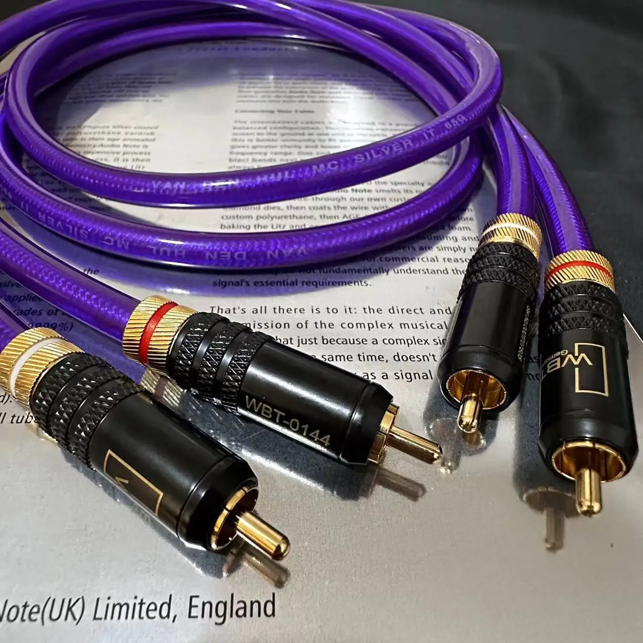 Un Paio Di Cavi Originali Van Den Hul Rca Argento It65G Rame Puro Placcato Argento Linea Di Segnale Audio Hifi Audio Rca Double Lotus Lin