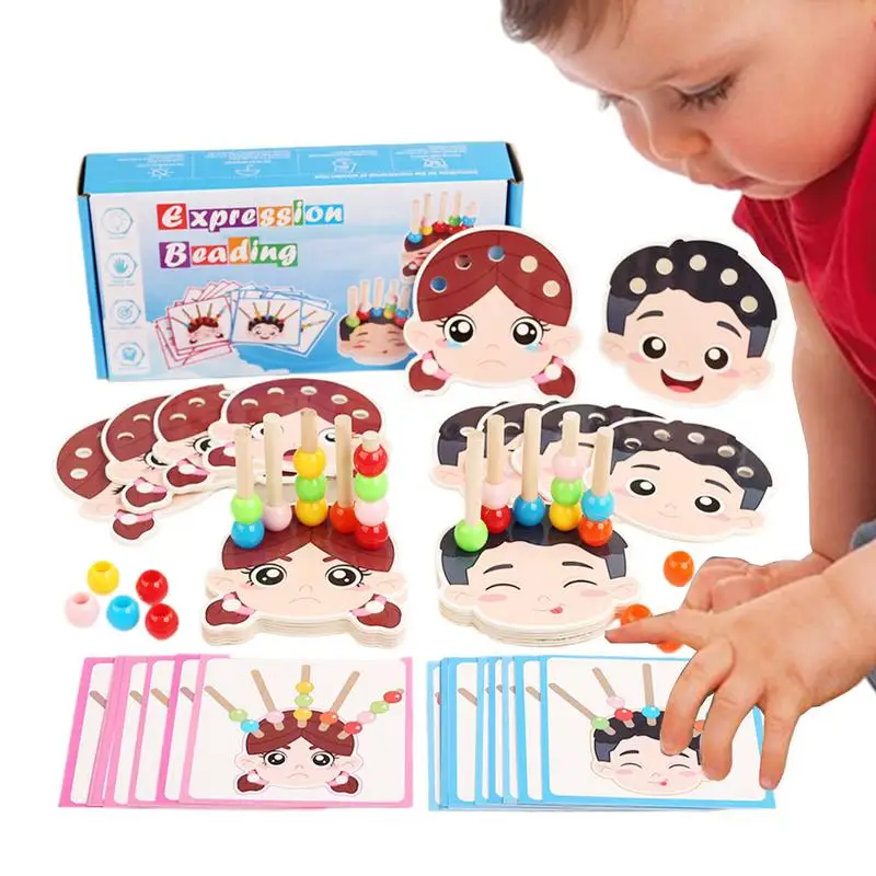 Lacing Beads Educational Toy Color Stacking Game Color Recognition Game For Fine Motor Skills STEM Toys For Boy Girl Ages 3