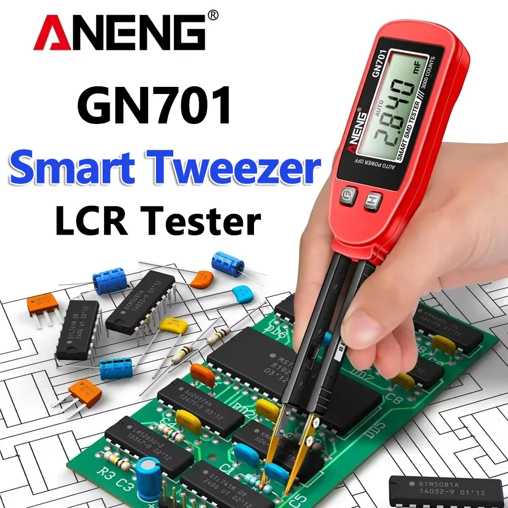 Mini LCR SMD ESR Tester Smart tweezer Resistance ANENG GN701 Capacitance Continuity Diode test meter Multimeter measurement test