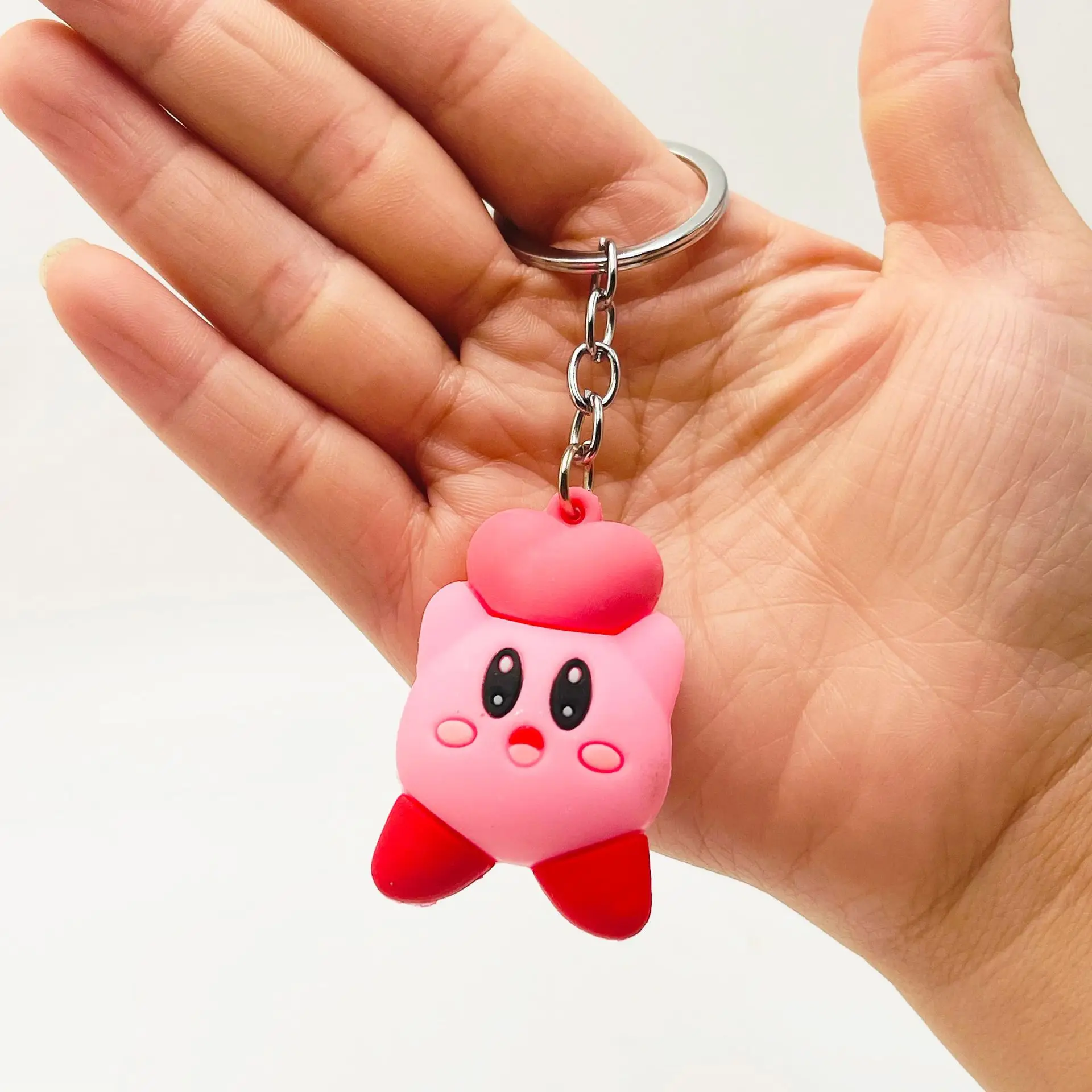 4Pcs/Set Anime Waddle Dee Doo Game Sweet Pink Kirby Anime Pendant Kabi  Keychian Birthday Gifts Women Car Bag Key Girls images - 6