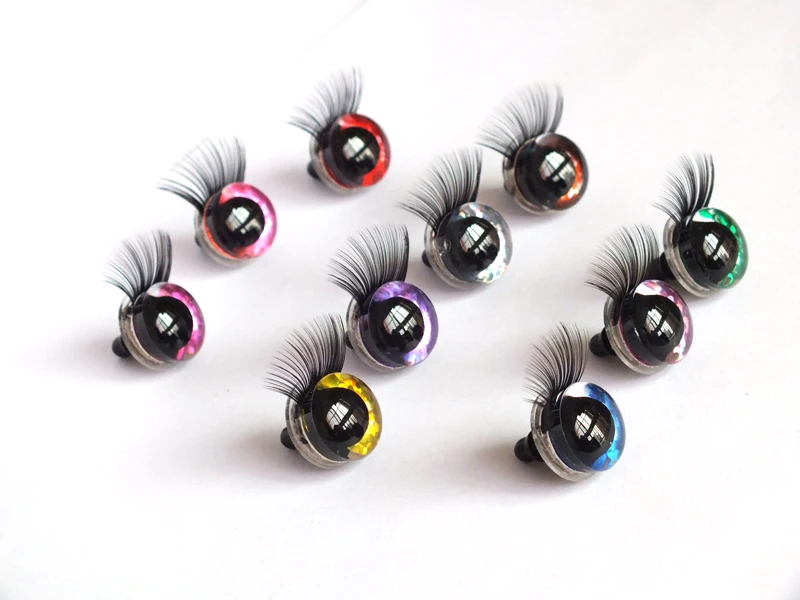 20sets 12/14/16/18/20/25/30mm Safety Eyes with Eyelashes-Flashing Eyes  Plastic Safety Eyes - (Color: Green/Size: 16mm)