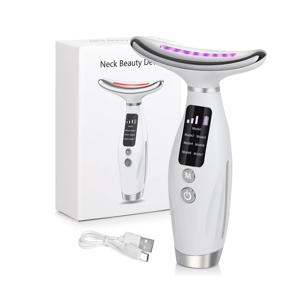 Portable Neck and Face Beauty Massager with LED Light Therapy