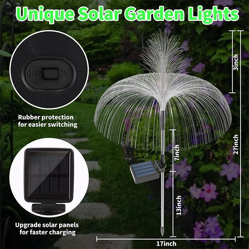 Solar Garden Pathway Lights Outdoor Country Waterproof Fiber Optic Jellyfish Lawn Lights Outdoor Patio Villa Yard Decor 1cps solar lights solar wall lamp solar led lights solar ground lights lawn lamp garden lighting