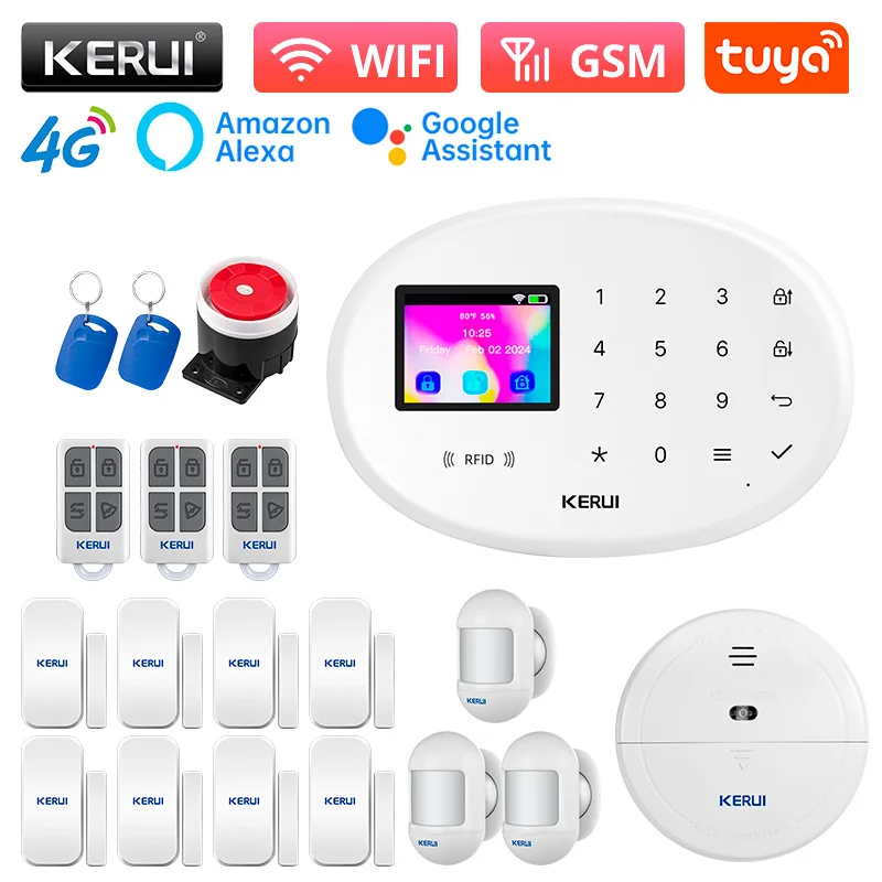 WIFI 4G+2G Home Security System Wireless House Alarm Panel with Battery Tuya Sma