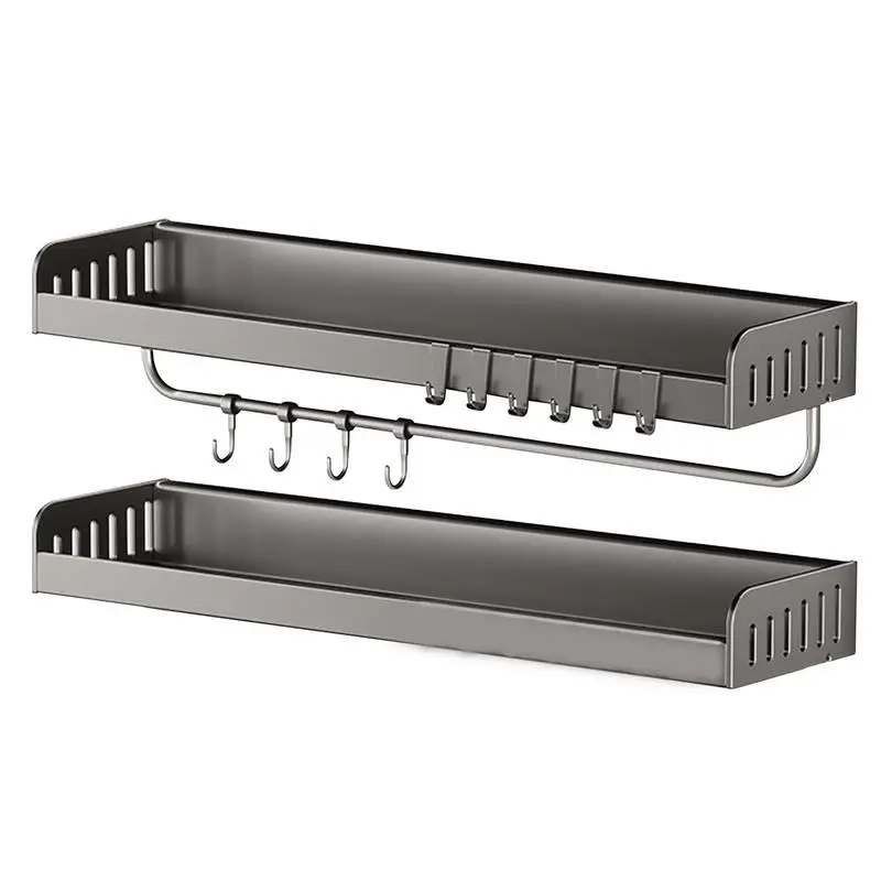

Wall Mounted Seasoning Rack Multifunction Kitchen Spices Storage Knives Holder Drill Free Hang Seasoning Rack Shelf For Kitchen