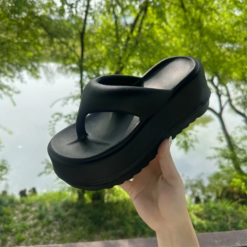 2023 New Summer Flat Slippers Women Genuine Leather Black White  Flops Thick Sole Mules Casual Comfort Slides Woman