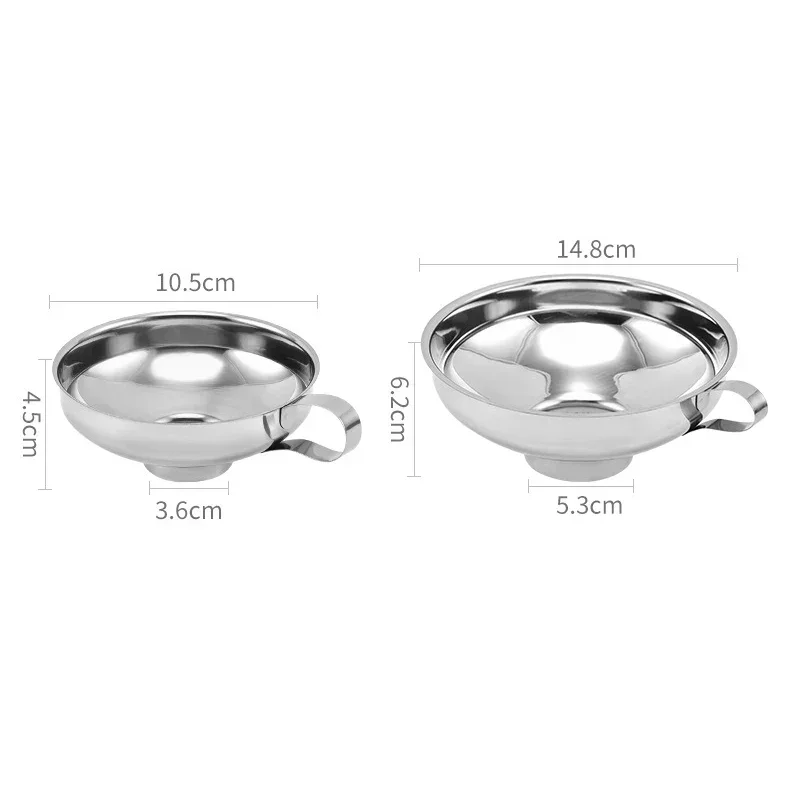 Stainless Steel Wide Mouth Canning Funnel Hopper Thick Salad Dressing Funnel Wide Mouth Can for Oil Wine Kitchen Cooking Tool