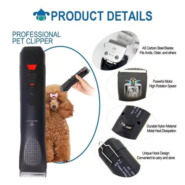 High Power Smart Dog Clippers Grooming Trimmer Pet Haircut Machine for Dogs Grooming Cutter Rechargeable Detachable Blade 1
