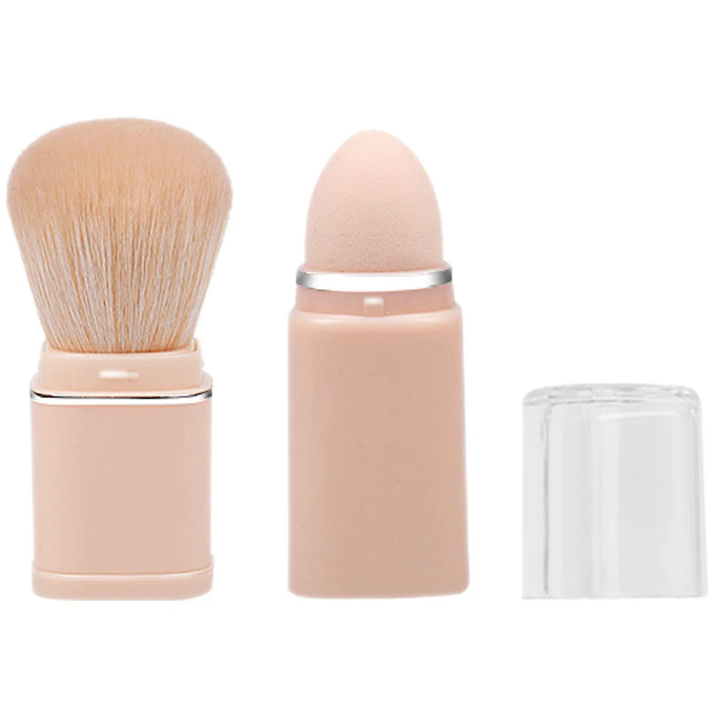 

2 in 1 Makeup Brush Blush Foundation Beauty Tools Retractable with Lid Loose Powder Portable Artificial Fiber Face Travel