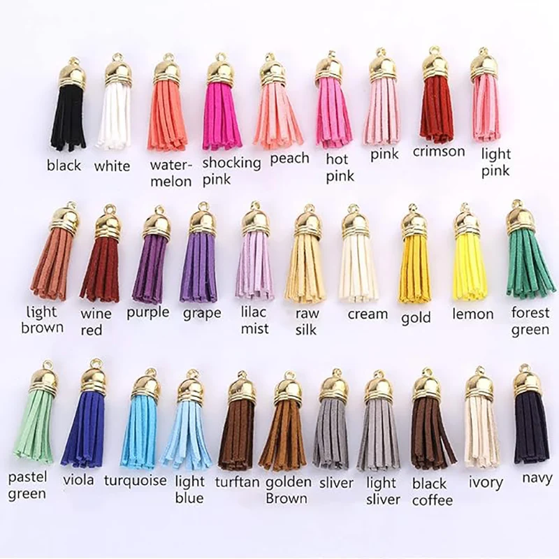 100Pcs 키 체인 Tassels 대량 3cm 가죽 술 펜 던 트 키 체인 DIY 및 공예에 대 한 다채로운 Tassels