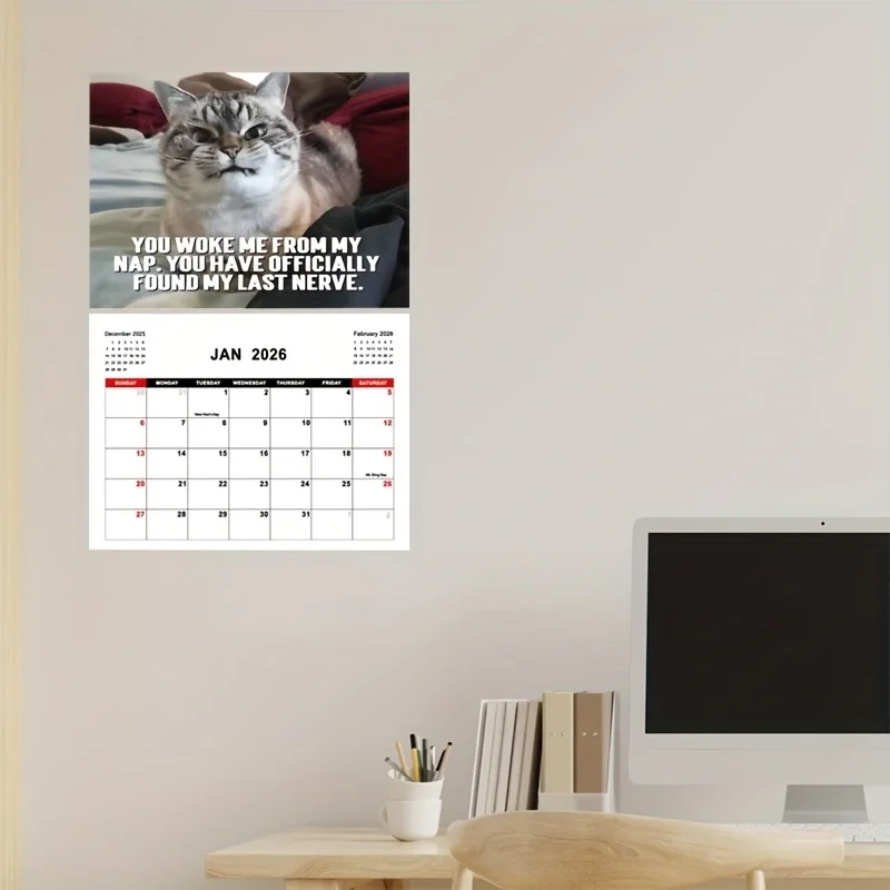 2026 Wall Calendar Thick Material Home Office Decoration Monthly Calendar Lunar Calendar Lightweight and Convenient Tearable