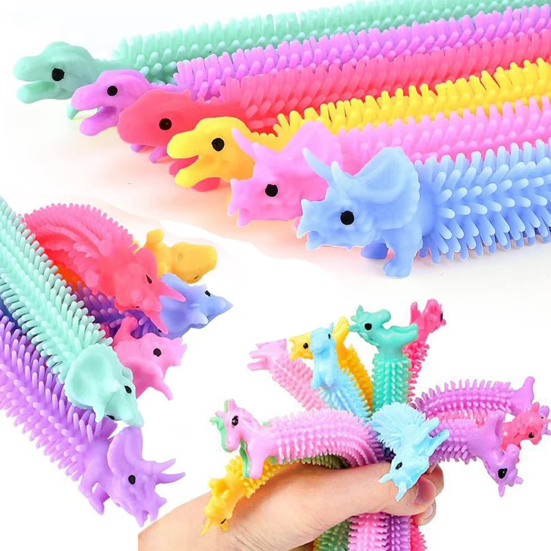 5pcs Colorful Elastic Unicorn Dinosaur Gift Favor Squeeze Party Gift Stress Relief Trick Toys Guest Treat Kids Goodie Bag Filler