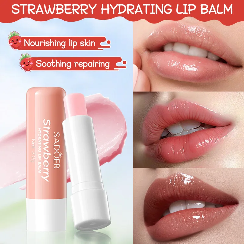 Strawberry Nourishing Hand Cream Lip Balm Skin Care Sets Moisturizing Plump lips Fruit lipstick lip plumper Lips Hands Skin Care