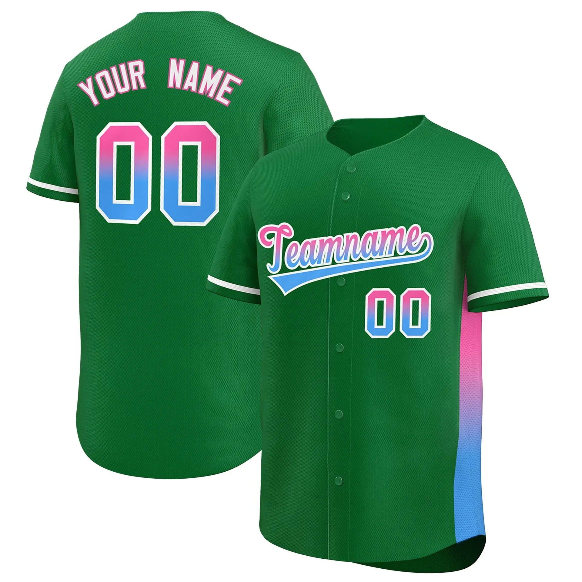High Quality Gradient Baseball Jersey Button down Sportswear Personalized Sewn Number Baseball Shirt Polyester Fiber