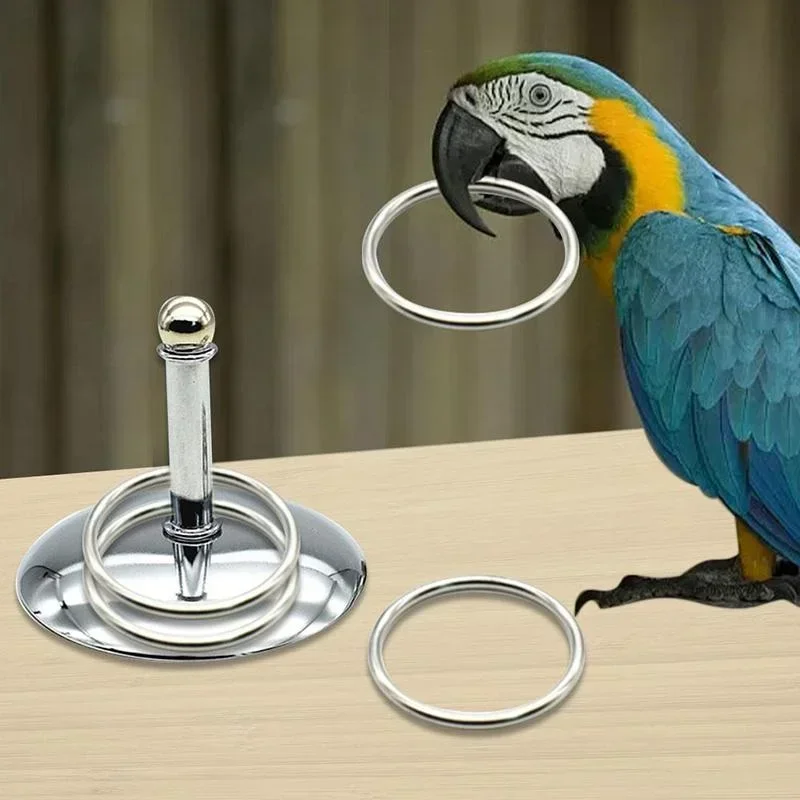 Bird Parrots Interactive Training Toy Intelligence Development Stacking Metal Ring Exercise Sets Birds Supplies Bird Accessories