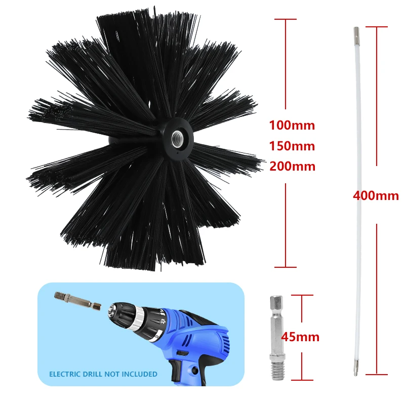 Chimney Cleaning Brush Chimney Brush 100/150/200mm Brush Head PA Flexible Prolongable Rods For Chimney Dryer Pipe Fireplace Inner Wall Cleaning Tools