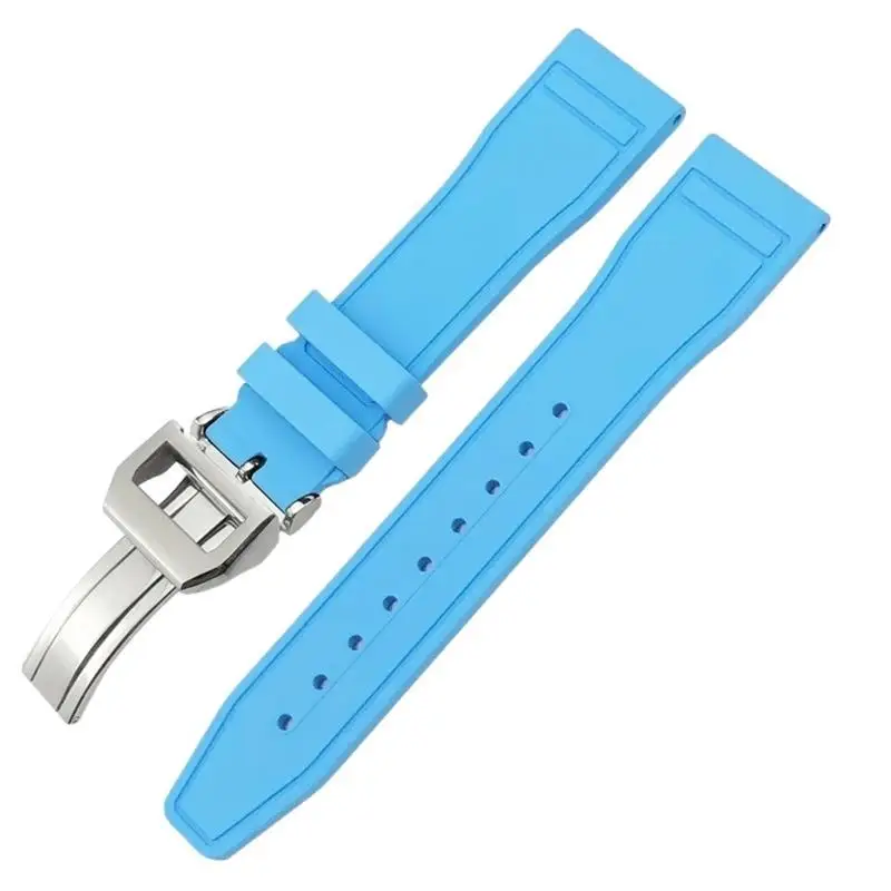 SCHIK 20mm Soft Fluororubber FKM Watchbands 21mm 22mm For IWC Big Pilot Portofino Natural Rubber Watch Strap Tools