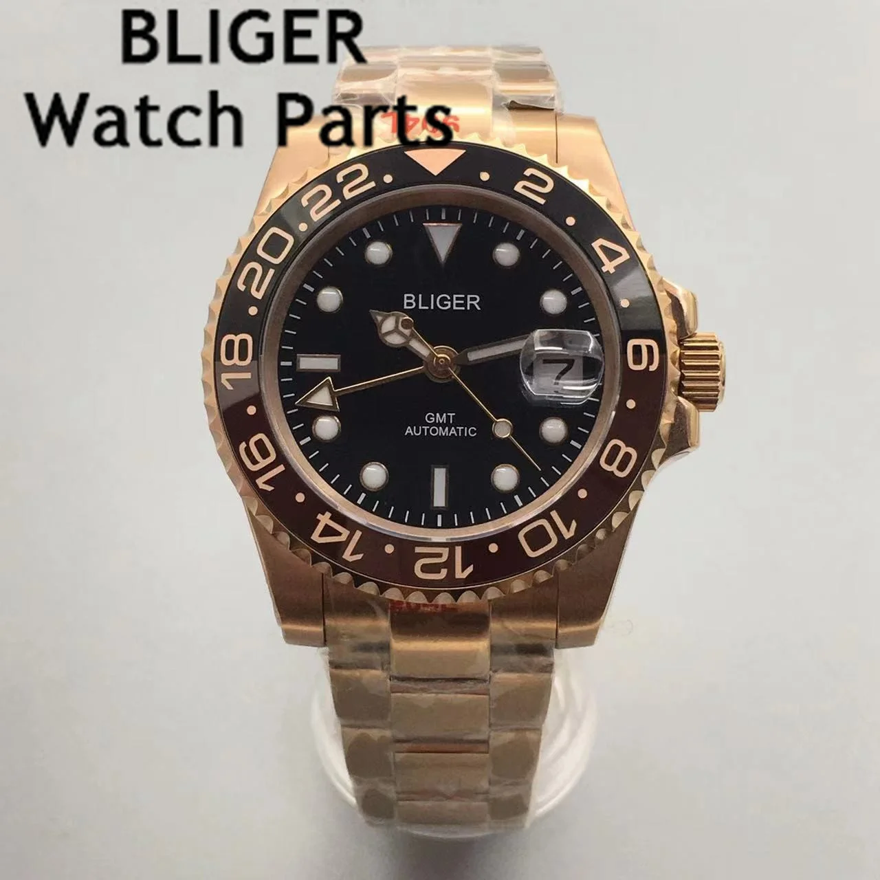 BLIGER 40mm Mechancial Men Watch Sapphire Glass  NH34 Movement Black White Blue Dial Steel Bracelet Ceramic Bezel