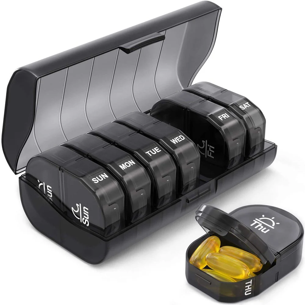 

Чехол для таблеток портативный с 14 отделениями, еженедельный Органайзер большой емкости, контейнер для таблеток для ухода за здоровьем, Бытовые аксессуары для напоминаний