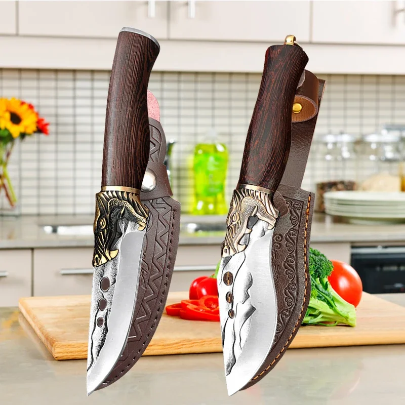Forged Kitchen Chef Knife 5Cr15Mov Stainless Steel Fish Fruit Meat Boning Peeling Knife Professional Butcher Cleaver Cover