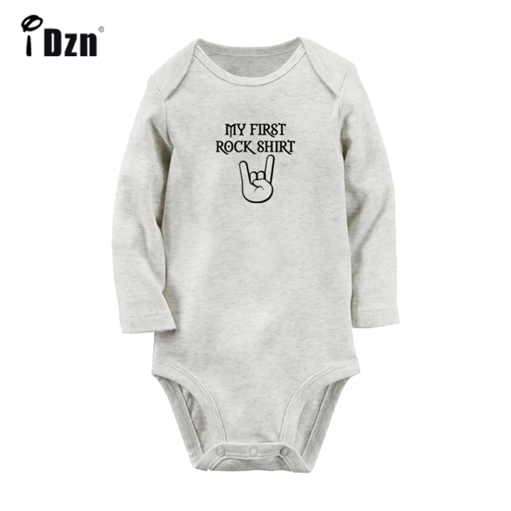 

iDzn NEW My First Rock Shirt Cute Baby Rompers Baby Boys Girls Fun Print Bodysuit Infant Long Sleeves Jumpsuit Kids Soft Clothes