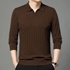 New Design Men's Sweater Polos 2024 Autumn Turn Down Collar Wool Blended Knit Shirts Long Sleeve  Jumper Pullover Knit Clothes 1