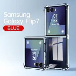 Premium Four-Corner Drop-Proof Transparent Plating TPU Protective Phone Case for Samsung Z Flip 5 (Blue)