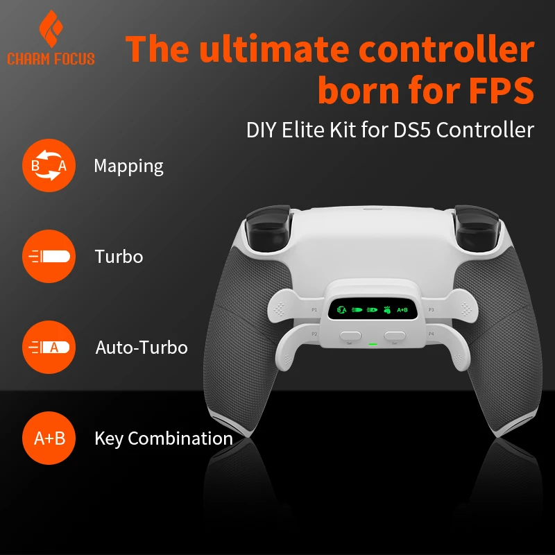 For PS5 Controller back Paddles Back Button Attachment Programmable User-defined 4Key Mapping Gamepad Extender Key Rear Button