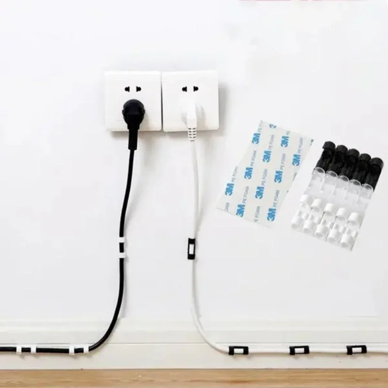 케이블 정리함 클립, 자체 접착 케이블 클립, 정리함 드롭 와이어 거치대, USB 충전 데이터 라인 코드 관리 와인더, 20 개