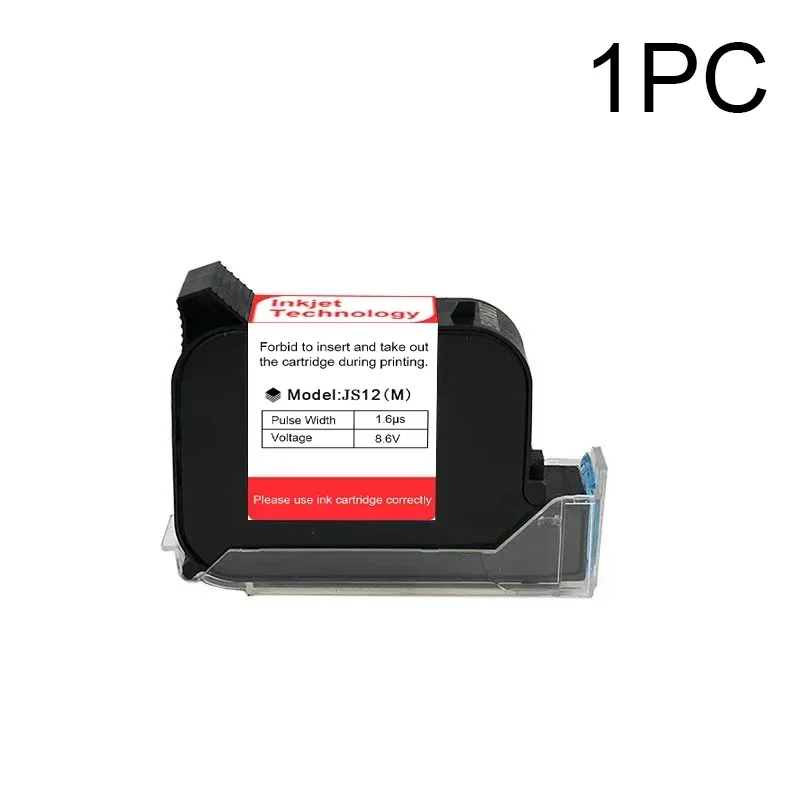 DCODE JS12 12.7mm Handheld Printer Ink Cartridge 1-5PCS Fast Dry Eco Solvent 600DPI Thermal Inkjet Printer Black Ink Cartridge