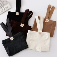 2024 Spring Fashion Boy Baby Solid High Waist Overalls Girl Children Cotton Leggings Infant Casual Suspenders Pants Kid Trousers 4