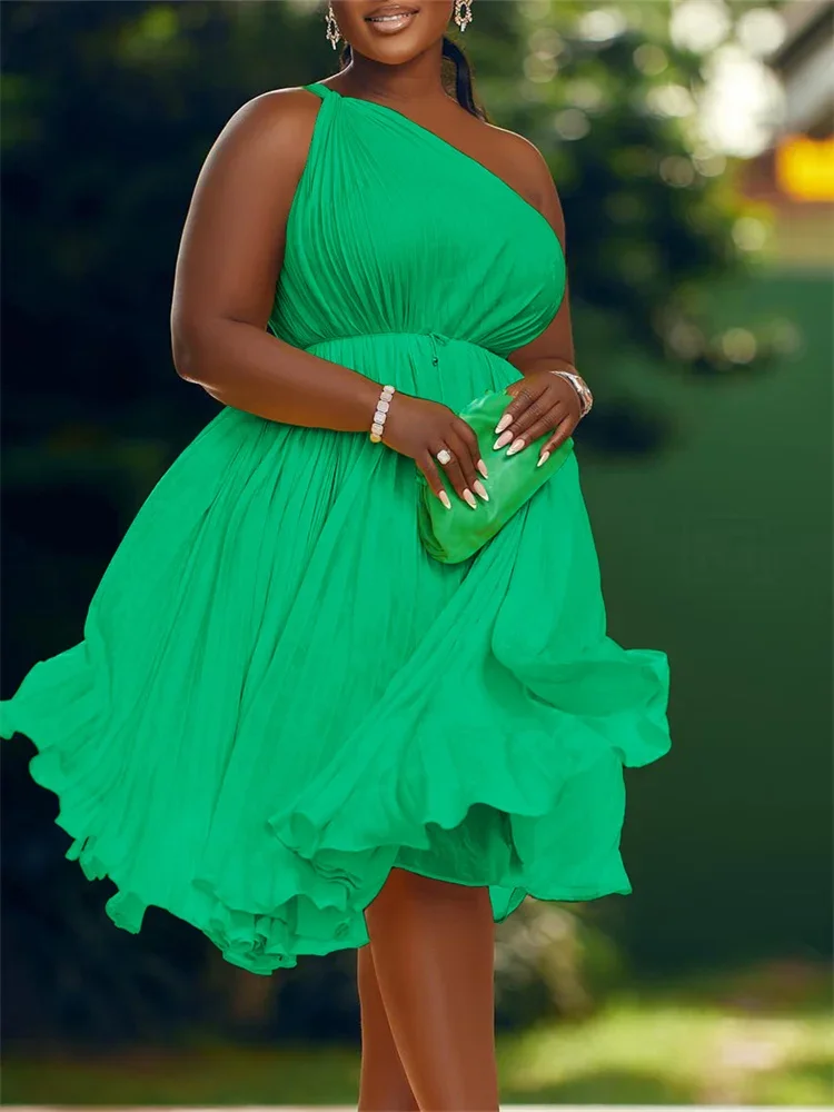 Wmstar Dresses for Women Party Single Sleeve Sweet Elegant Midi Dress New Summer Clothes Wholesale Dropshipping with Bandage