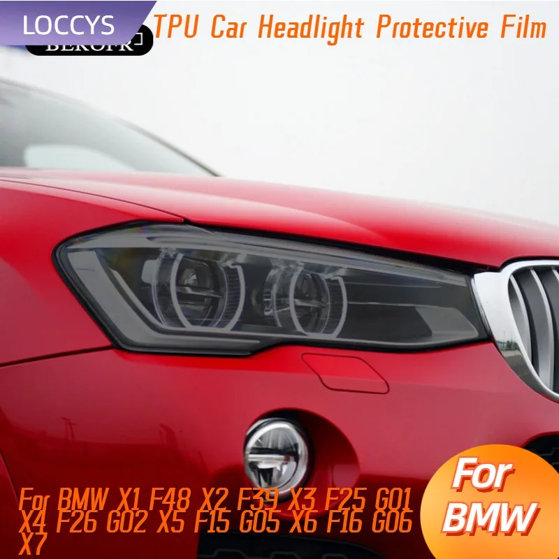 

For BMW X1 F48 X2 F39 X3 F25 G01 X4 F26 G02 X5 F15 G05 X6 F16 G06 X7 Car Headlight Tint Smoked Black Protective Film TPU Sticker