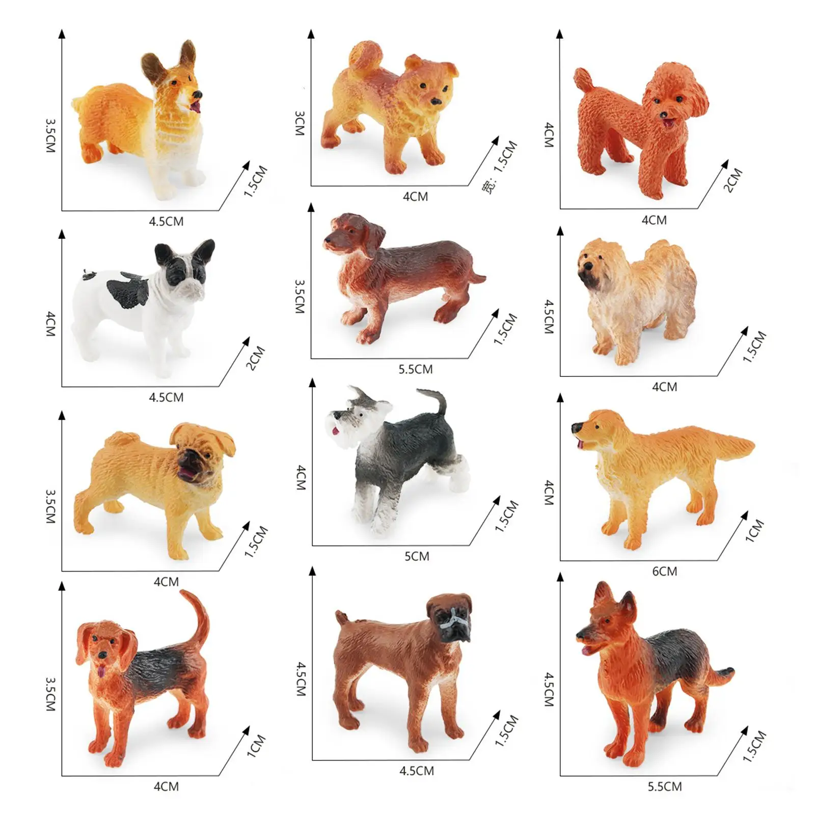 Set Toy Dogs Figures Set 12 Pcs Dog Figurine Mini Figurines Dogs