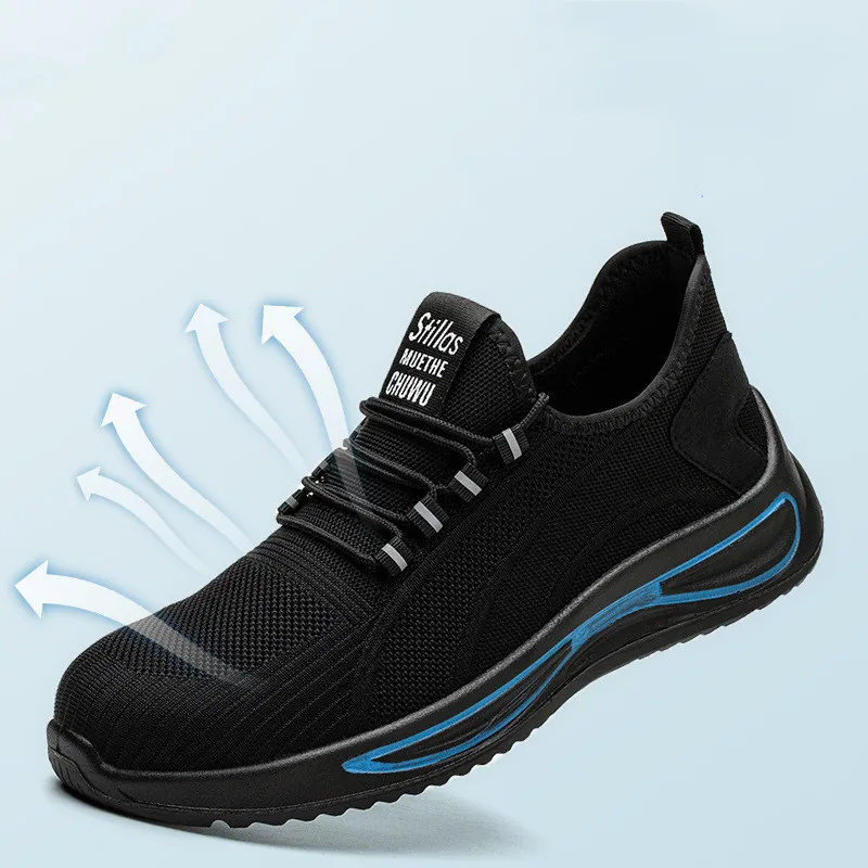 large size mens casual steel toe caps working safety shoes summer breathable worker sneakers tooling security boots protection