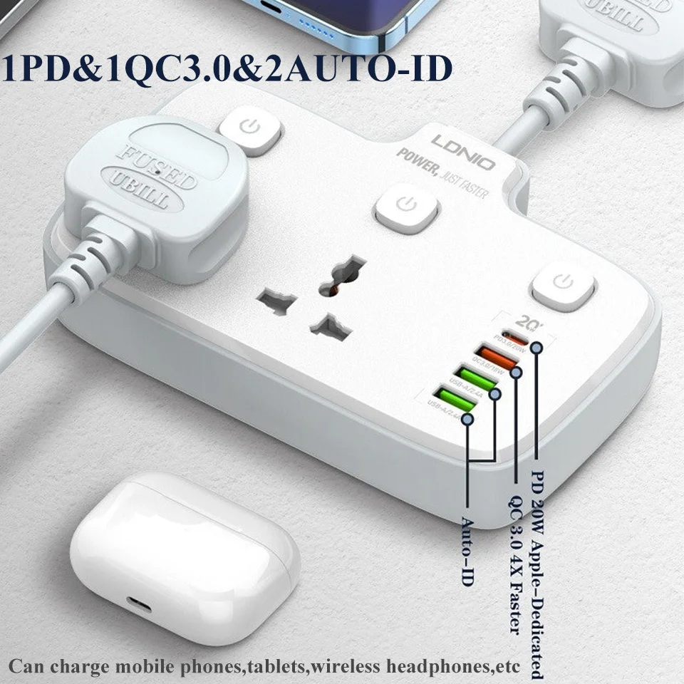 LDNIO Power Strip 4 USB Port Electrical Socket Universal Outlet Home Plug Adapter Surge Protector Multi Outlet Travel Adapter power strip plug adapter electrical socket