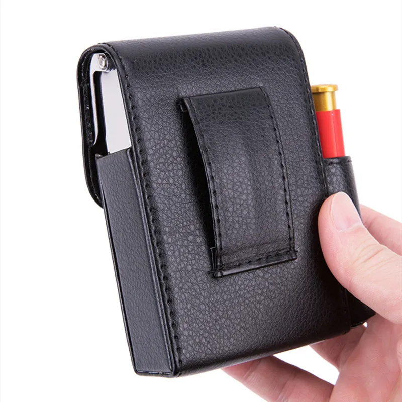 Men Supplies Smoker Smoke Tools Cigarette Box Lighter Holder Cigar Case Name Card Storage Container Nice Gift PU Leather 5