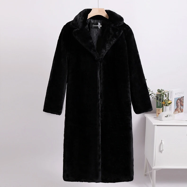 2022 New Women Winter Warm Faux Fur Coat Color Patch Thick Women Long Coat Turn Down Collar Women Warm Fur Coat Casaco Feminino waterproof puffer coat