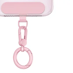 Universal Metal Phone Lanyard with Rotatable Buckle and Steel Clip (Pink)