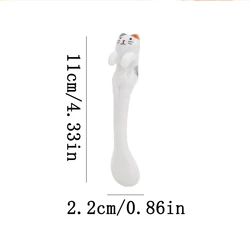 Ceramic Cute Cat Cartoon Dessert Spoon with Hanging Handle (Gray eared cat)