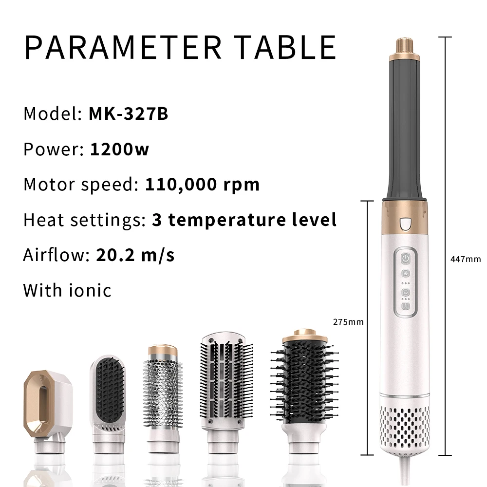 New Portable  Metal Ionic High Speed Hair Dryer 5 in1 Curling Iron Ling Multi Hair Stylers Hairdryer 6