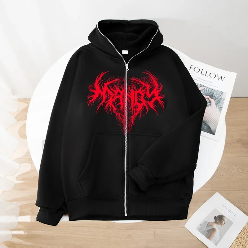 Zipper Hoodie with Design Sense, Small and Popular Spicy Girl Open Coat, Street Trendy Casual Coat, 2024 2