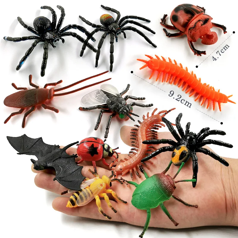 Action Figure Insect Spider Butterfly Fish Dinosaur Dog Cat Horse Figurine Farm Animal Model 12Pcs For Children Gift