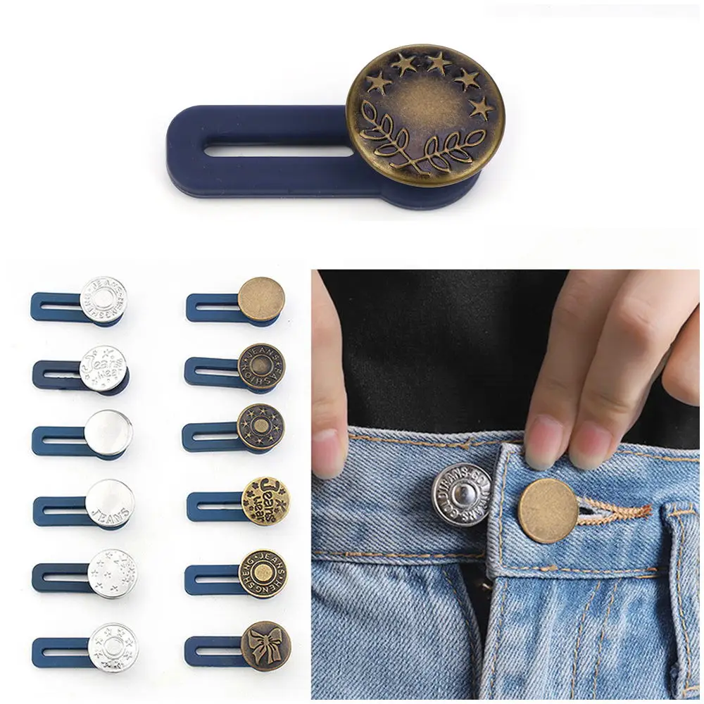 1PCS Magic Metal Button Extender for Pants Jeans Free Sewing Adjustable  Retractable Waist Extenders Button Waistband Expander - AliExpress