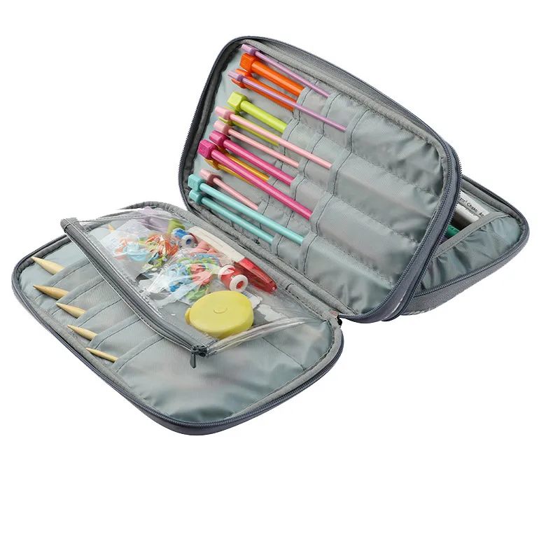 Portable Knit Bag Sewing Knitting Needles Storage Bag Crochet Hook Yarn Organizer Storage Box For DIY Sewing Tool Organizer