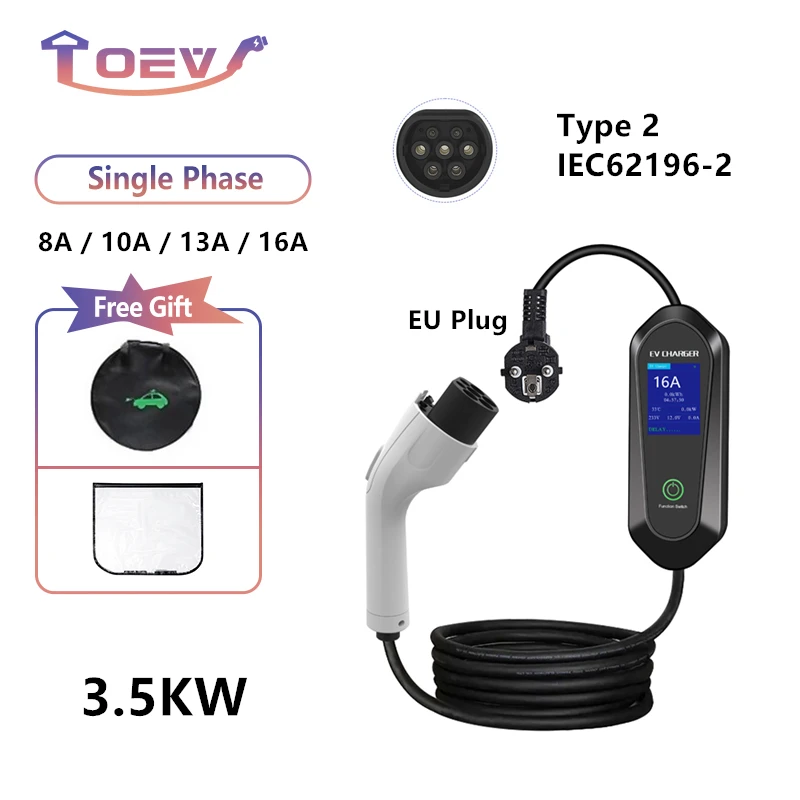 

3.5kw EV Charger 1Phase Electric Car Charger Type 2 16A 32A IEC62196-2 Charging Cable EU/CEE Plug Electric Car Charging Station