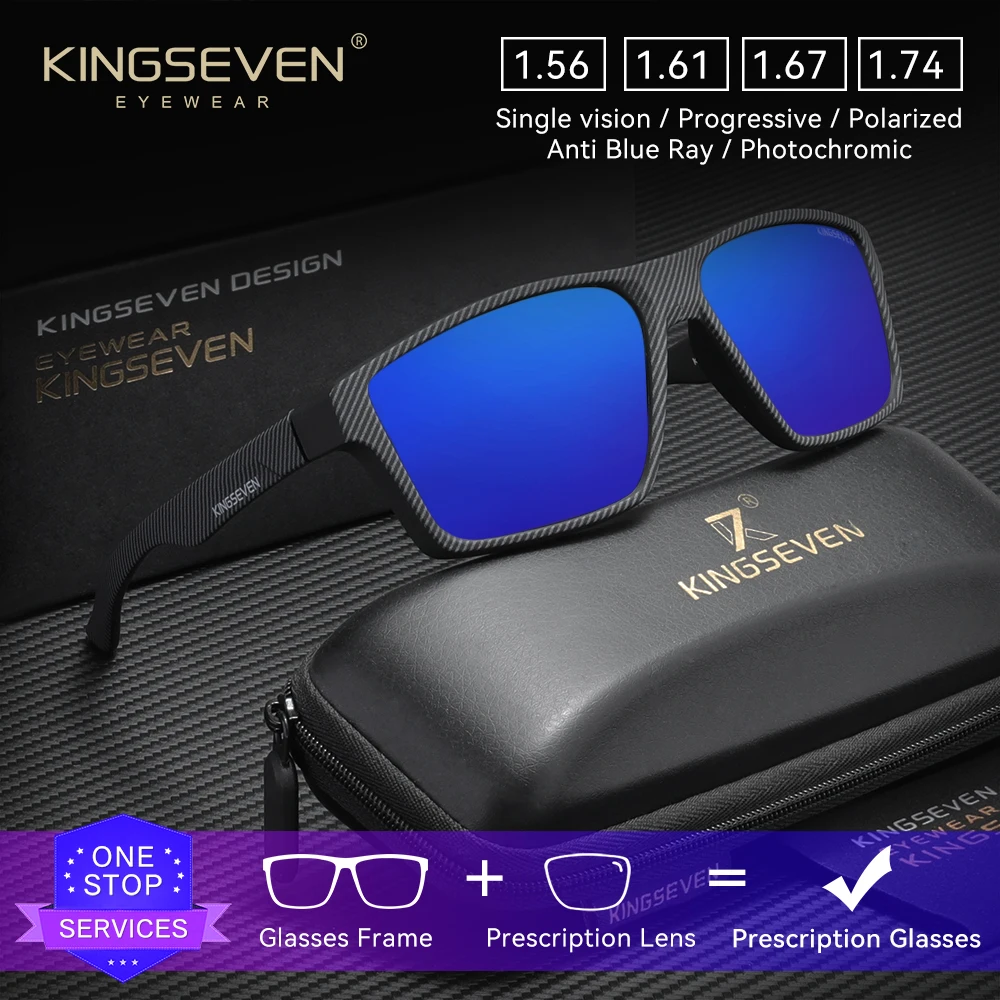 KINGSEVEN Trendy Driving Optical Lens Sunglasses Prescription Myopia Hyperopia Progressive Glasses Men Women Classical Eyewear