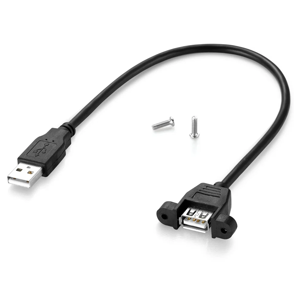 Premium USB 2.0 Extension Cable with Screw Panel Mount and Shielded Design