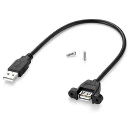 Premium USB 2.0 Extension Cable with Screw Panel Mount and Shielded Design - 0.5m (Black)