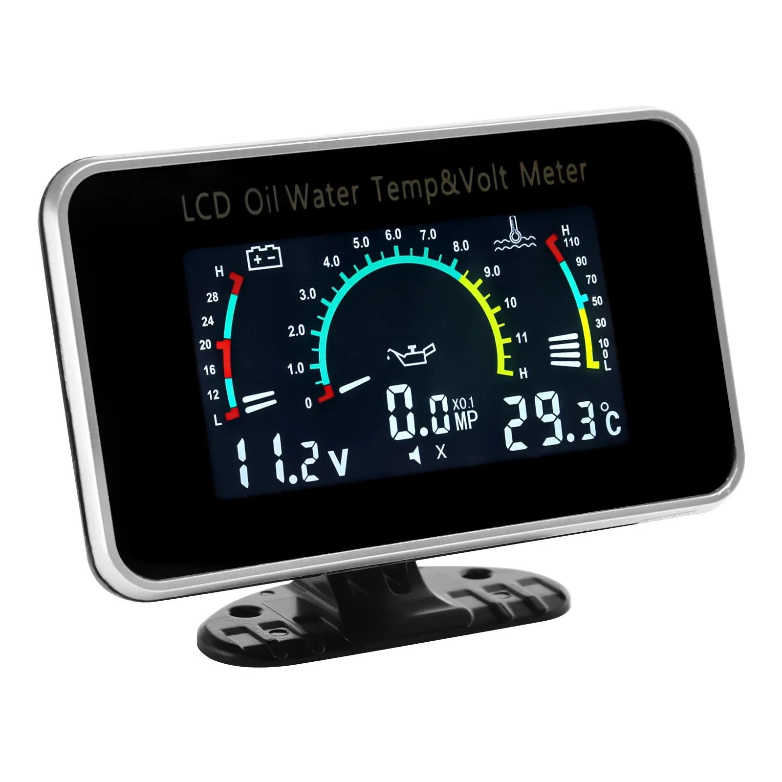 12V/24V Universal 3 in 1 LCD Car Gauge Oil Pressure Gauge Voltage gauge Water Te